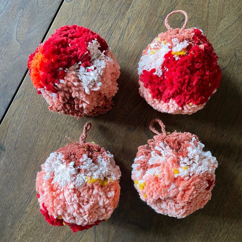 Anthropologie Christmas pompom ornaments decor